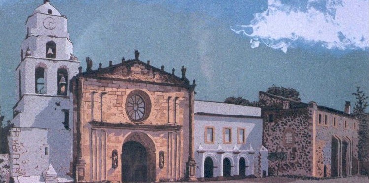 El lugar de la exposición. Serigrafía de Rodrigo Tavera. Convento de Tiripetio. 770x392.