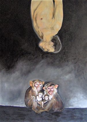 Familia de monos. Óleo-lino 200x150. 2008