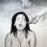 Sopa. Lápiz y carboncillo-papel 100×70. 2011