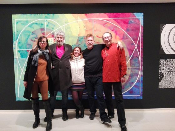 Con David López Panea, Rodrigo Tavera y otras artistas que acudieron a la inauguración.