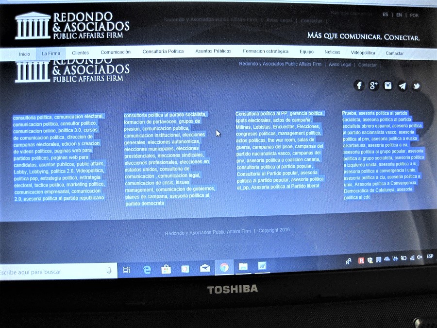 Captura de pantalla de la web de Iván Redondo, con las falsedades a que se alude en este artículo. PROPRONews