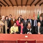 Con miembros de la R. Academia de Extremadura de la que es académico electo (primero por la izquierda).