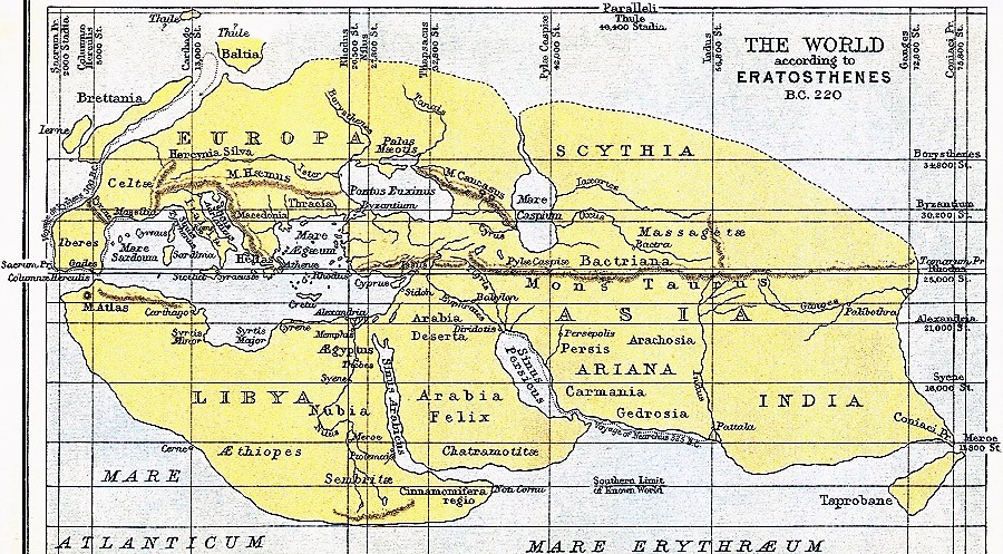 Mapa de Eratóstenes. Grecia-220 a. C.