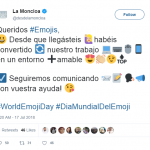 Felicitación de La Moncloa por el Día Mundial del Emoji, el 17 de julio 2018.