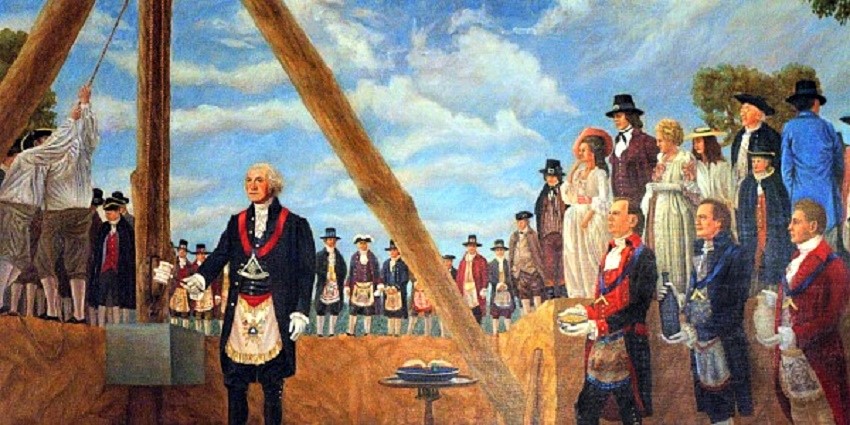Recreación de la época de la ceremonia original con George Washington