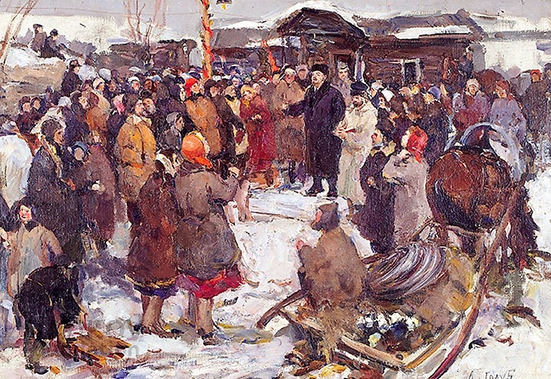 Lenin con la gente de Golub, una de las obras de la colección, de un gran valor documental.