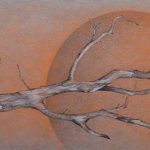 OCASO. Grafíto, lápiz color y tiza sobre tabla. 35×125 cm.