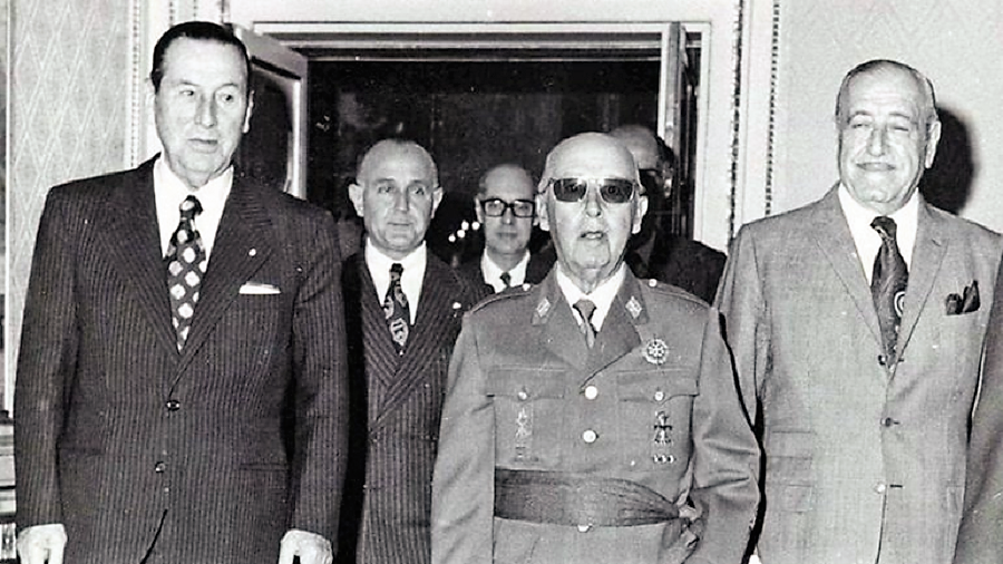 Perón, de visita en España, con Franco.