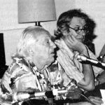 José Monleón y Rafael Alberti en Mérida, en 1986.