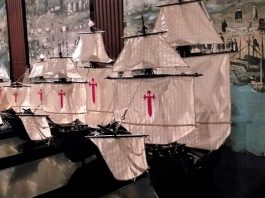 Maquetas de las cinco naves de la flota. J.M. PAGADOR