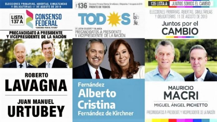 Carteles de las diferentes candidaturas de la reciente campaña electoral argentina que ganó el tandem Fernández-Fernández.