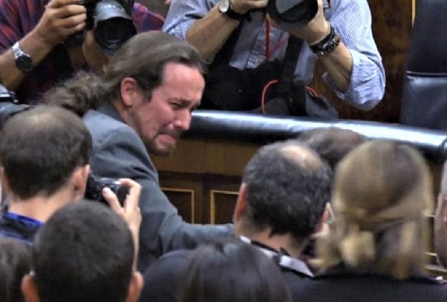 Pablo Iglesias llora la alegría de su vicepresidencia. RTVE