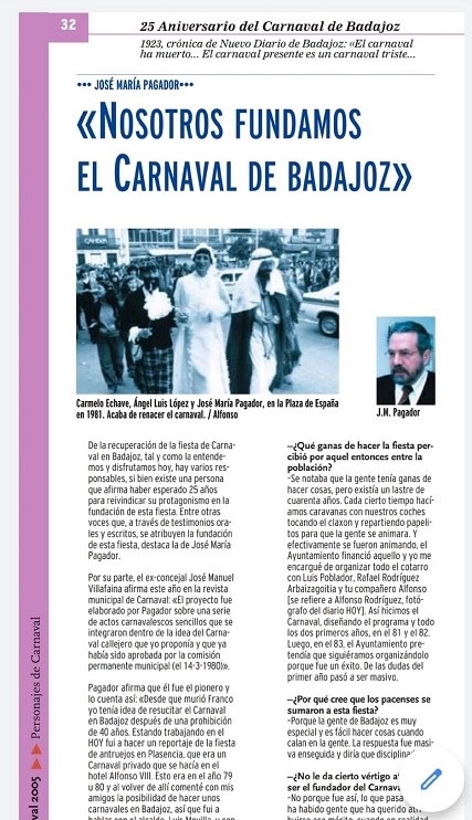 Publicación de los 25 años del carnaval que reconoce la verdadera autoría de su fundación. ARCHIVO J.M. PAGADOR