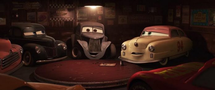 Los coches lo han invadido todo. Fotograma de Cars 3 (DisneyPixar).