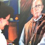 Realizando el gran retrato de fray Francisco de Andrés, prior de Yuste y amigo de la artista.