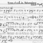 Partitura manuscrita por Miguel del Barco del himno de Extremadura. ARCHIVO JMP