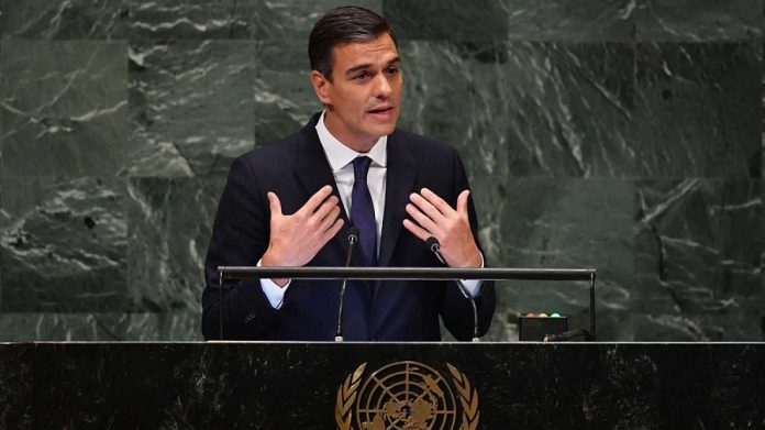 Pedro Sánchez, hoy, dirigiéndose a la Asamblea General de la ONU. RTVE