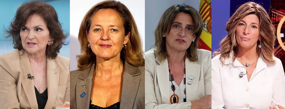 Las cuatro vicepresidentas de Pedro Sánchez en solo tres años.