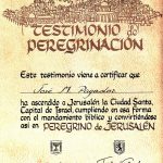 Título de peregrino a Jerusalén (1985).