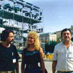 El autor de la entrevista, con la actriz Diana y Miguel Murillo, montando su superespectáculo ALBORADA, en 1988.