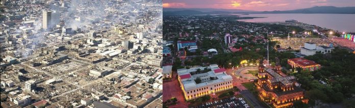 La capital nicaragüense, tras el terremoto y ahora.