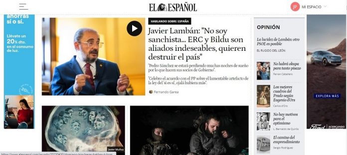 Portada de El Español de hoy.