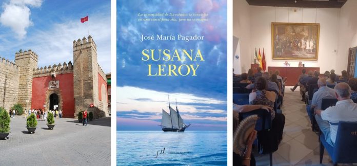El Real Alcázar sevillano acogió la primera presentación de la nueva novela de José María Pagador. MONTAJE PROPRONews