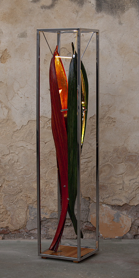 BRUTnature PALM III - 35 x 35 cm h172 cm – madera, acero inox y leds