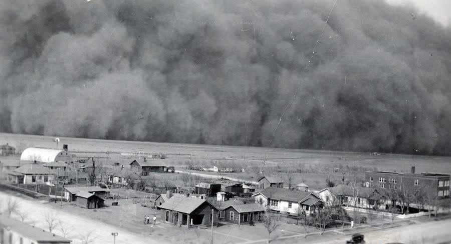 Tormenta de polvo durante el Dust Bowl (alrededor de 1930). USDA