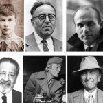 En el sentido de las agujas del reloj, Fly, Grossman, Kapucinski, Naipaul, Flanner y Talese. MONTAJE PROPRONews