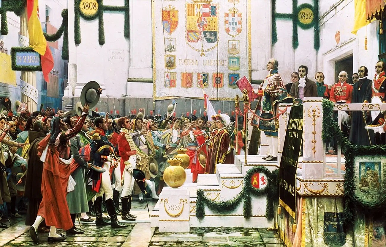 Promulgación de la Constitución de 1812 en el Oratorio de San Felipe Neri. Cádiz. Por S. Viniegra.